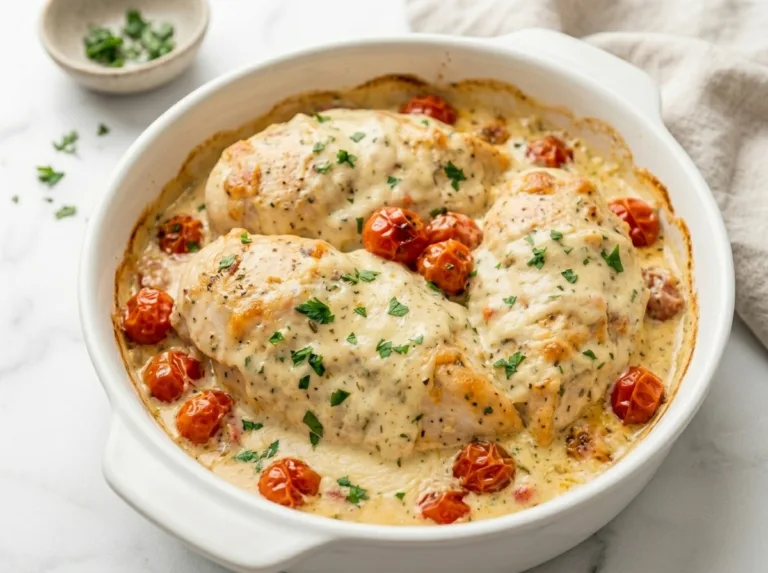 Creamy Herb Boursin Chicken Bake Creamy chicken bake fresh from the oven