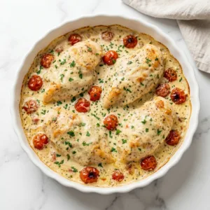 Creamy Herb Boursin Chicken Bake Baked Boursin Chicken Creamy Herb Boursin Chicken Bake Recipe card hero with creamy herb chicken