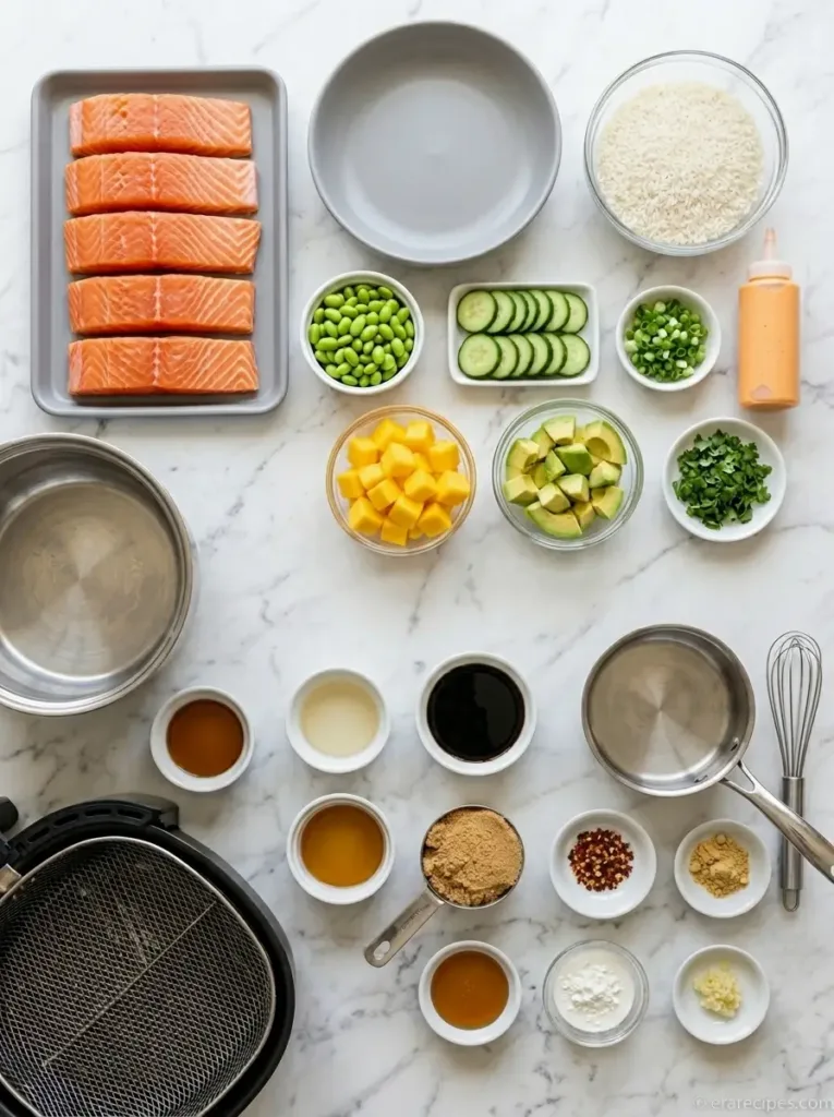 Grilled Salmon Bowls with Fresh Summer Flavor Grilled Salmon Bowls Grilled Salmon Bowls with Fresh Summer Flavor Detailed Measured Ingredients for Grilled Salmon Bowls