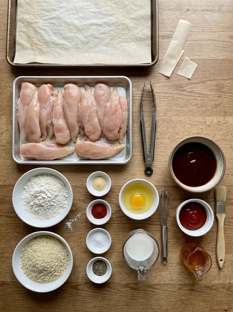 Honey BBQ Chicken Tenders with a Sticky Summer Glaze Honey BBQ Chicken Tenders Honey BBQ Chicken Tenders with a Sticky Summer Glaze Detailed Measured Ingredients for Honey BBQ Chicken Tenders