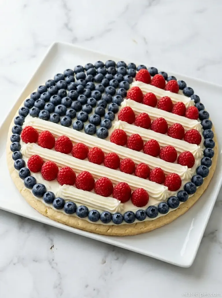 4th of July Fruit Pizza for Red White and Blue Tables Fruit pizza on plattere