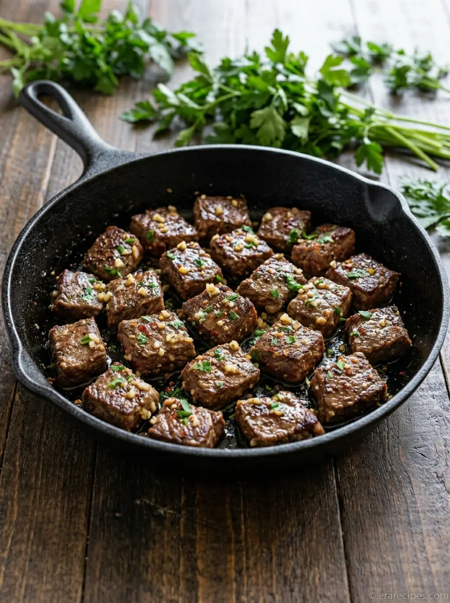 Home Home Garlic butter steak bites skillet