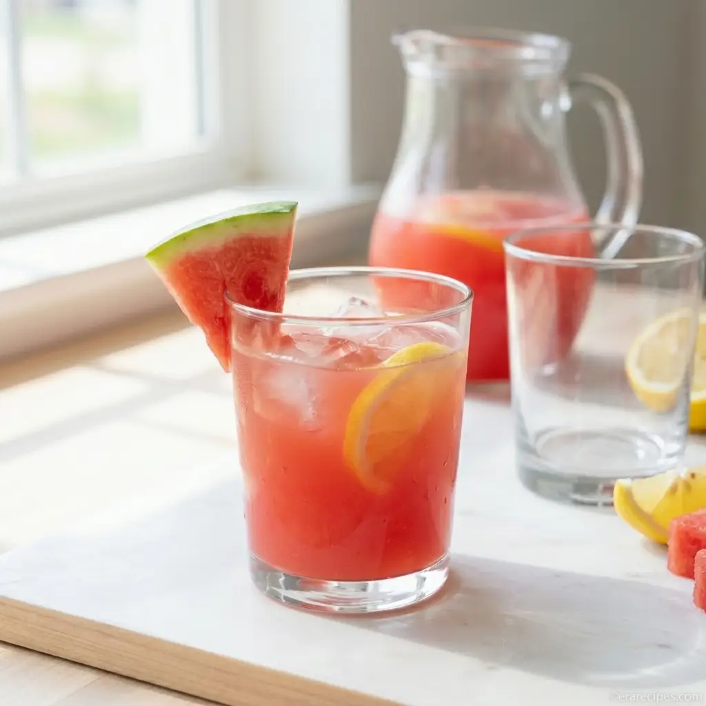 Watermelon Lemonade with a Fresh Melon Twist Watermelon Lemonade Watermelon Lemonade with a Fresh Melon Twist Watermelon Lemonade served cold
