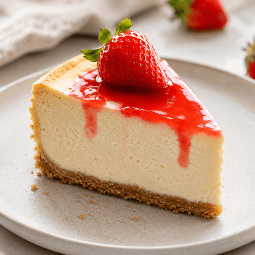 Home Slice of strawberry cheesecake
