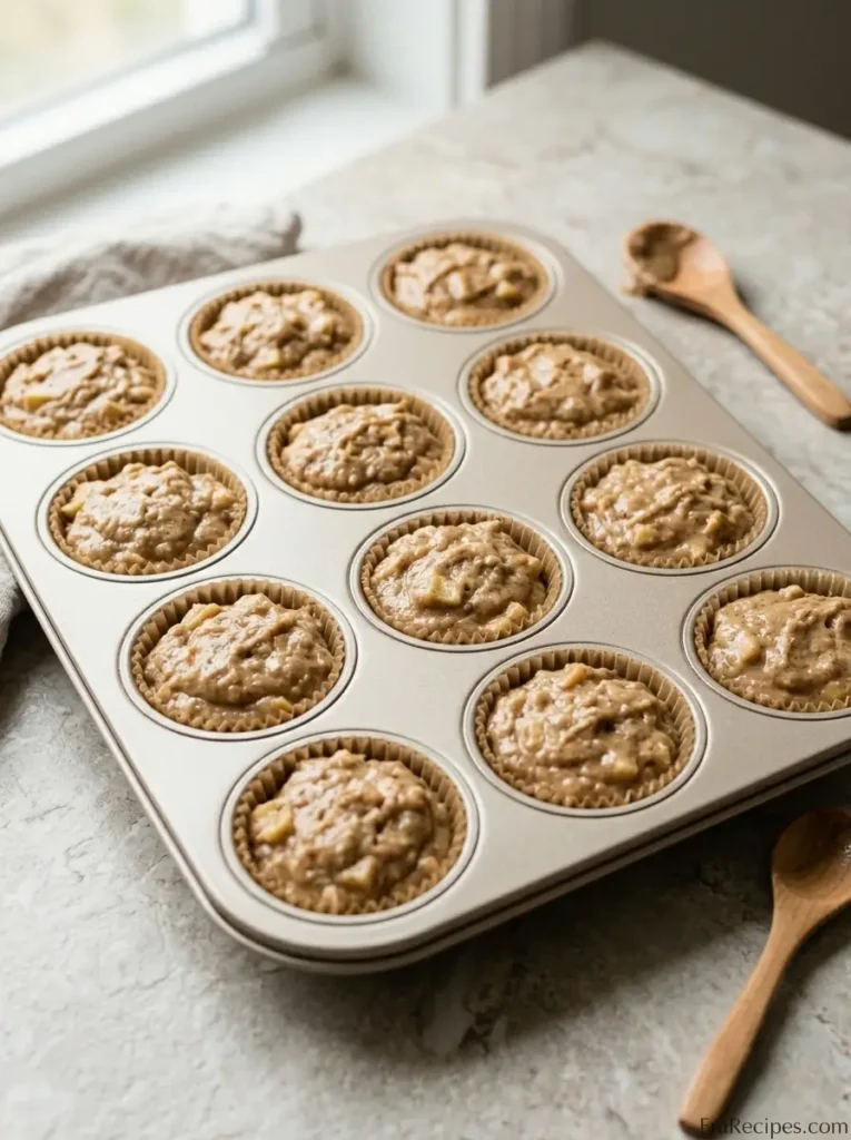 Apple Cider Spice Muffins for Cozy Fall Mornings Apple Cider Spice Muffins Apple cider spice muffin batter filled to the tops of a 12-cup muffin pan