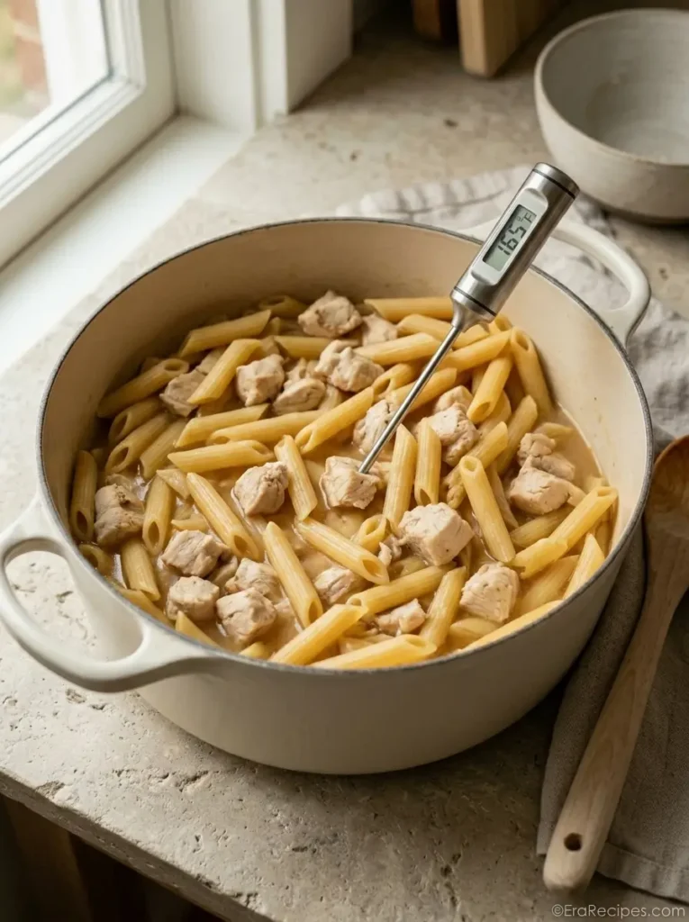 One-Pot Chicken Spinach Pasta under 30 Minutes One-Pot Chicken Spinach Pasta Cooked chicken and al dente penne in the one-pot cooking liquid