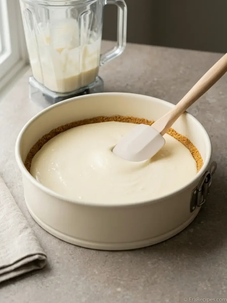 Cottage Cheese Cheesecake for a Creamy Protein Dessert Cottage Cheese Cheesecake Smooth cottage cheese cheesecake batter poured over graham cracker crust