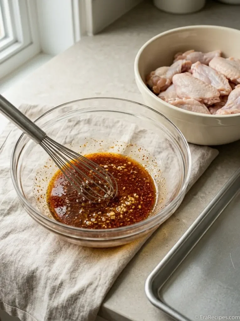 Crispy Baked Chicken Wings for Game Day Crispy Baked Chicken Wings Olive oil garlic and chili seasoning mixture for crispy baked chicken wings