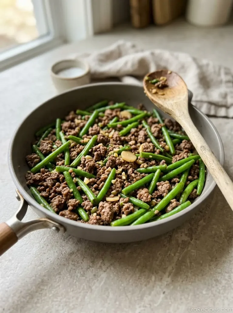 Hamburger Green Bean Skillet with ground beef and green beans in one pan