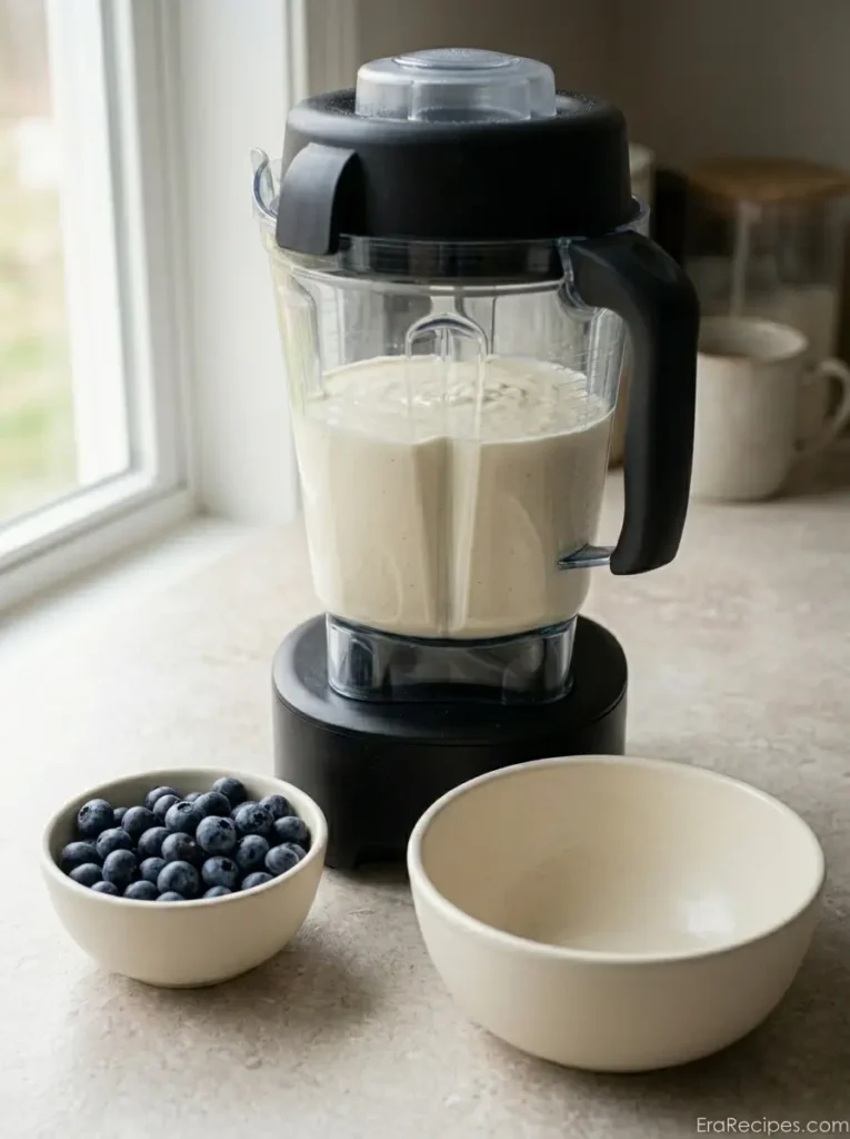 Blueberry Cottage Cheese Pancakes for a Protein Breakfast Blueberry Cottage Cheese Pancakes Smooth blueberry cottage cheese pancake batter in a blender before blueberries are added