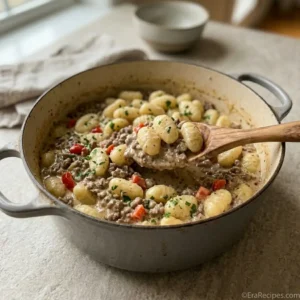 Creamy Ground Beef Gnocchi for a 30-Minute Dinner Ground Beef Gnocchi Creamy Ground Beef Gnocchi in a one-pot Parmesan cream sauce