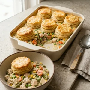 Easy Chicken Pot Pie Casserole for Cozy Weeknights Easy Chicken Pot Pie Casserole Easy Chicken Pot Pie Casserole with creamy chicken vegetables and golden biscuits